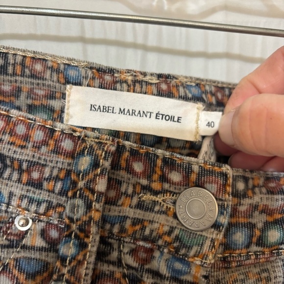 Isabel Marant Etoile Itzel Print Skinny Corduroy Pants Sz 40 - Picture 2 of 9